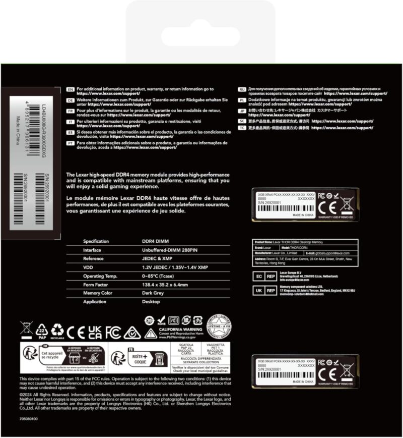 Lexar Thor DDR4 RAM 16GB Kit 2x8GB 3200 MHz, DRAM 288-Pin UDIMM Desktop Memory - Image 8